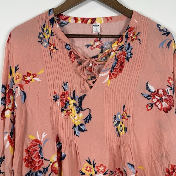 Old Navy Women's Peasant Shirt Floral Coral Size XL Summer Spring - Picture 3 of 5